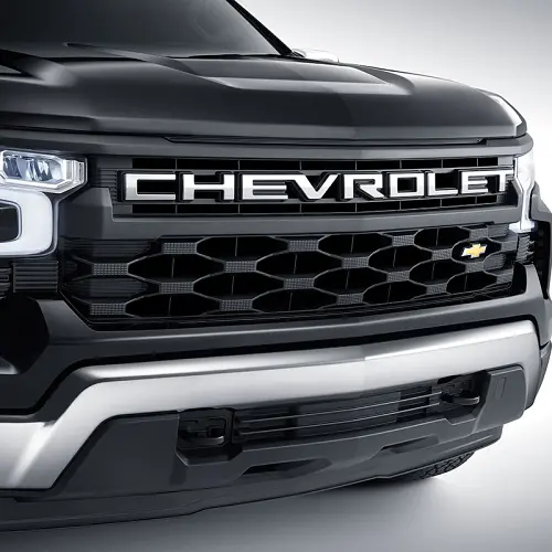 2022 Silverado 1500 | Front Grille Package | Black | Galvano Chevrolet Script | WITHOUT HD Surround