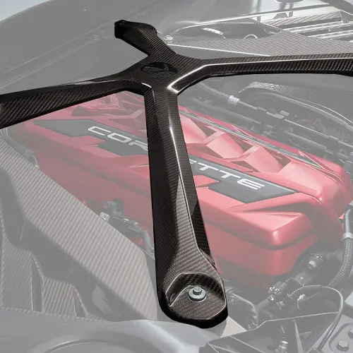 2023 C8 Corvette Stingray | Engine Cross Brace | Visible Carbon Fiber | Jake Logo | Coupe