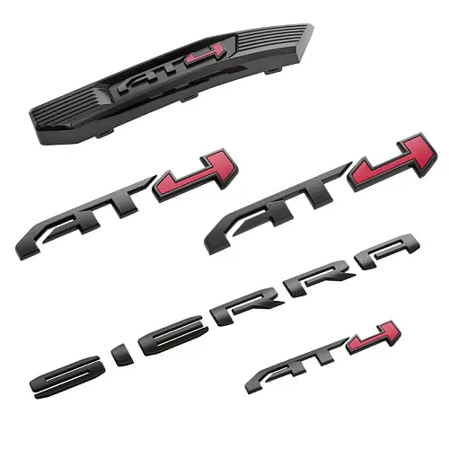 2023 Sierra 1500 | Emblems | Black | Sierra | AT4 | Grille | Bodyside | Tailgate