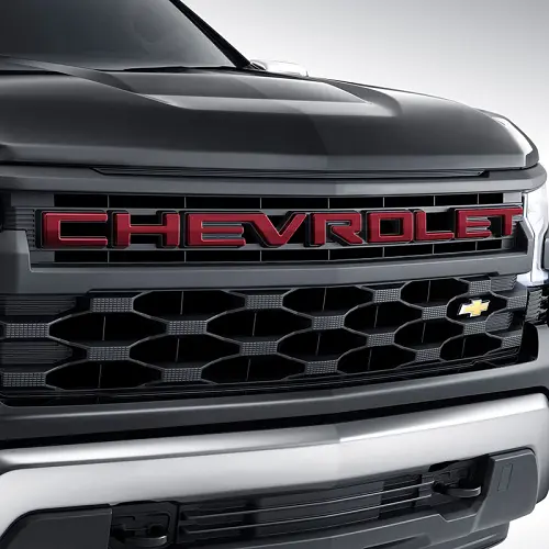 2022 Silverado 1500 | Front Grille Package | Black | Red Chevrolet Script | WITHOUT HD Surround