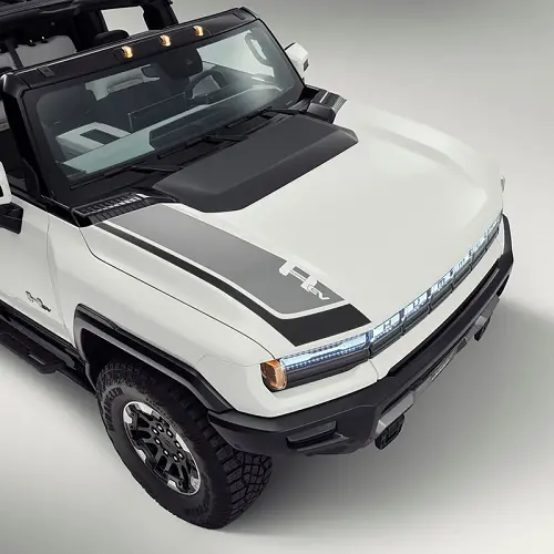 2024 Hummer EV Pickup | Hood Decal Package | Hummer EV Logo Stripe | Carbon Flash