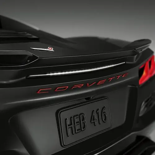 2024 C8 Corvette E-RAY | Rear Emblem | Corvette Script | Torch Red