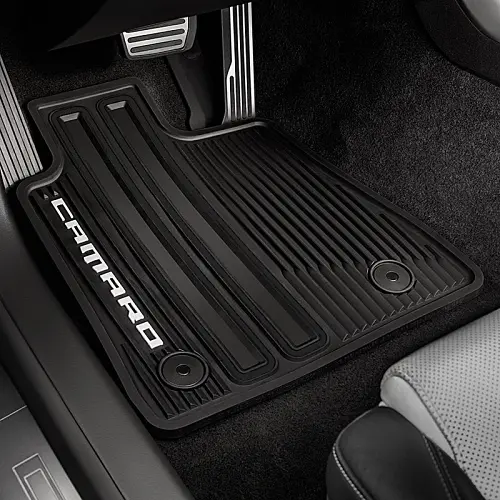 2016 Camaro | Floor Mats | Black | Front and Second Row | All-Weather | Camaro Logo | Set of 4