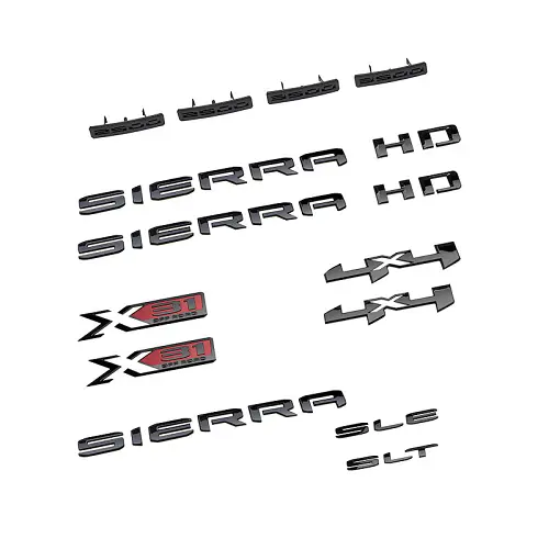 2024 Sierra 2500 | Emblem | Black Sierra HD | Bodyside | Tailgate | Set of 13