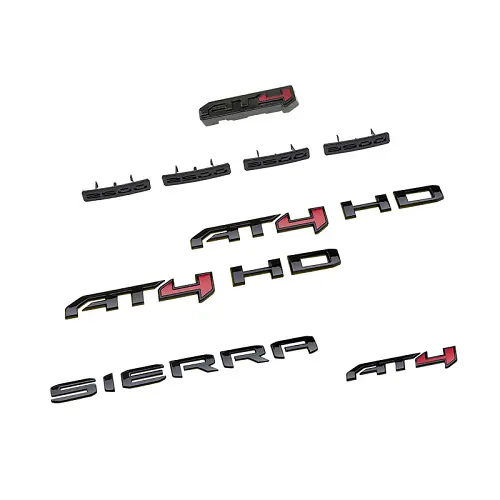 2024 Sierra 2500 | Emblem | Black AT4 HD | Grille | Bodyside | Tailgate | Set of 9