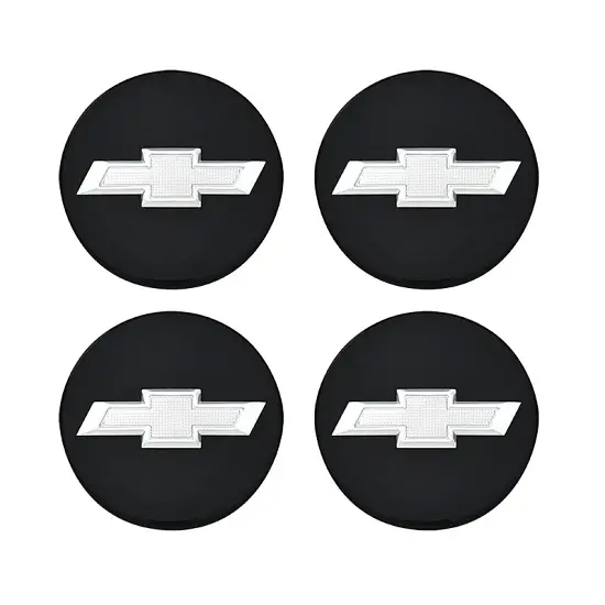 2015 Camaro | Wheel Center Caps | Black | Silver Chevrolet Bowtie Logo | Set of 4