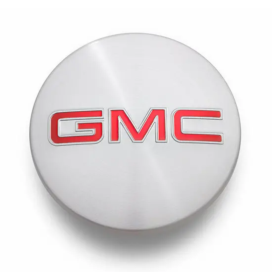 2015 Yukon XL | Wheel Center Cap | Brushed Aluminum | Red GMC Logo | Single