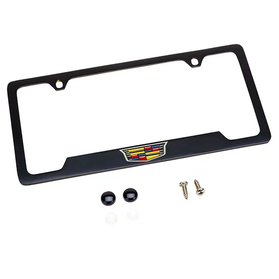 2023 XT6 License Plate Frame | Black | Multicolored Cadillac Crest Logo