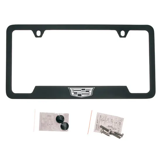 2023 XT6 License Plate Frame | Black | Chrome Cadillac Crest Logo