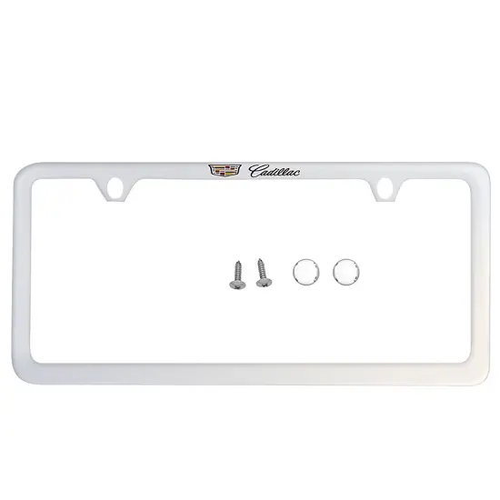 2023 XT6 License Plate Frame | Chrome | Multicolored Cadillac Logo | Black Cadillac Script