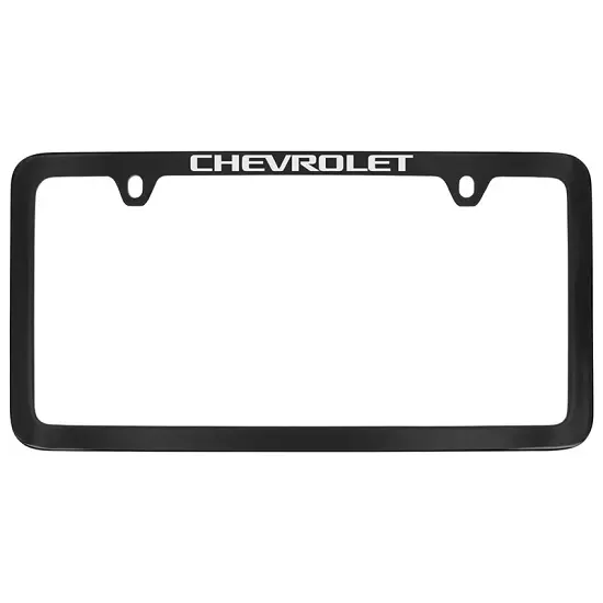 2021 Colorado | License Plate Frame | Black | Chrome Chevrolet Script Logo | Top