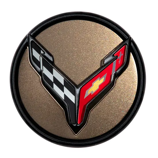 2025 C8 Corvette Z06 | Wheel Center Cap | Crossed Flags Logo | Tech Bronze | Single