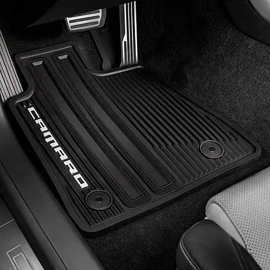 2016 Camaro | Floor Mats | Black | Front and Second Row | All-Weather | Camaro Logo | Set of 4